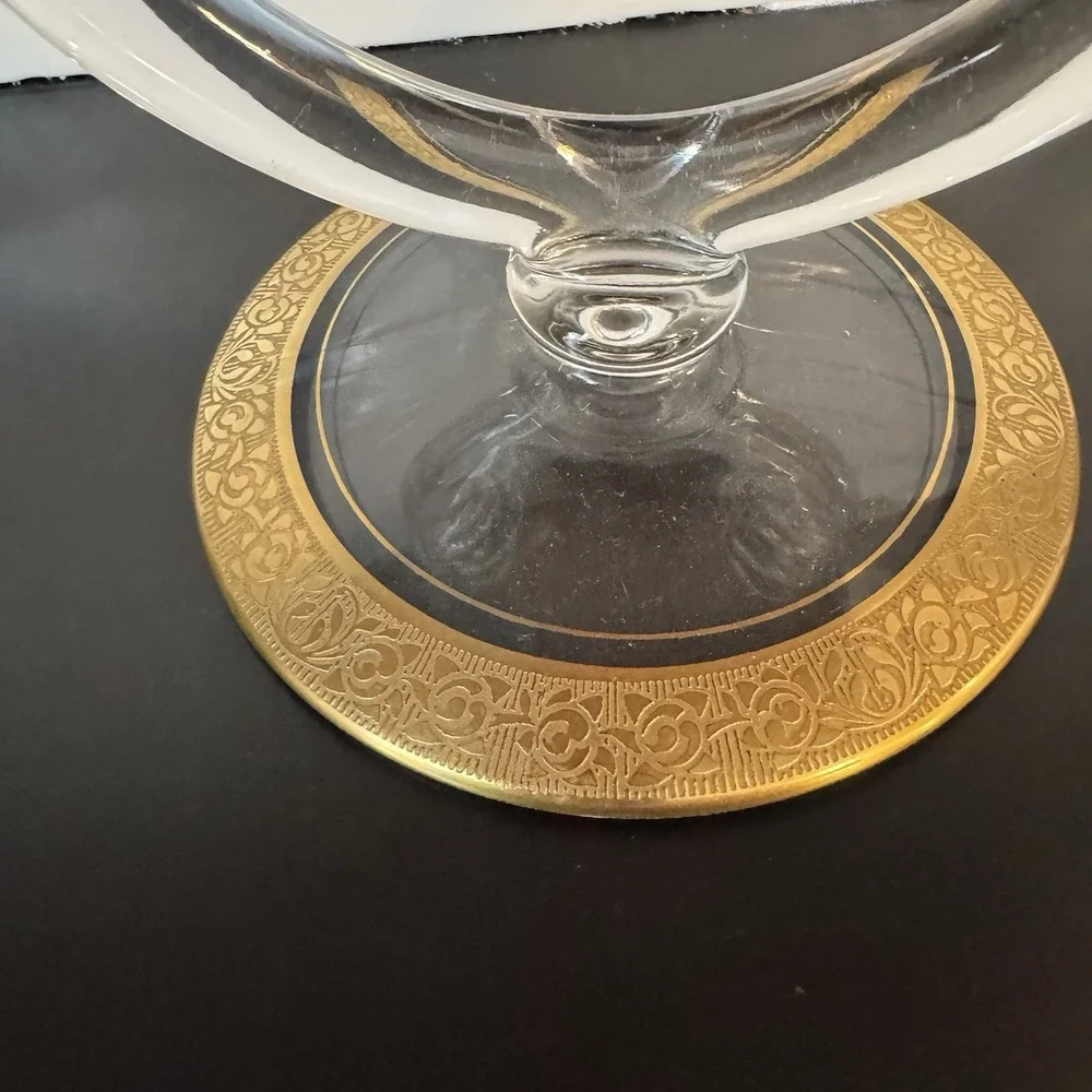 Vintage Glastonbury Lotus Rambler Rose Gilded Gold‎ Double Candlestick Holder